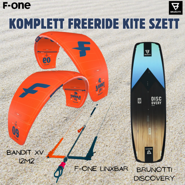 Bandit XV 12 / 9m2 + Brunotti Discovery Twintip, komplett kite szett